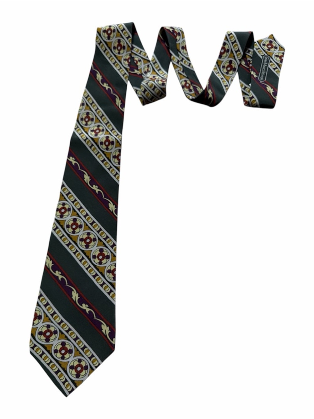 GIAN MARCO VENTURI Classic Patterned Men's 100% silk Tie Dark Green+Burgundy
